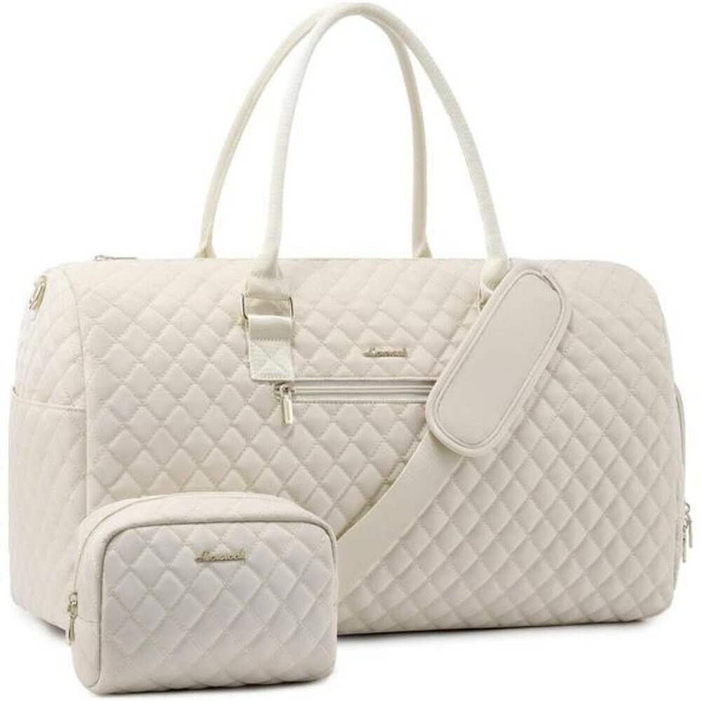 LOVEVOOK Weekender Travel Duffel Bag with Shoe Compartment Toiletry Bag Set